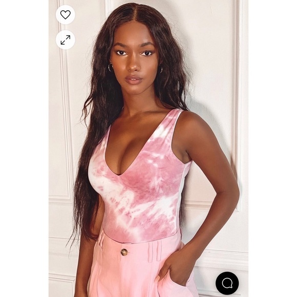 NWT LULUS Wildlife Dusty Pink Tie Dye Bodysuit Size L - Picture 1 of 11